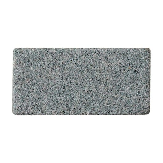 BLACKDECKER BCRT8K35 rectangular abrasive sharpening stone, gray, top angle on white background.