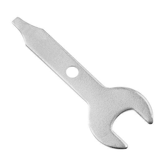 BLACKDECKER BCRT8K35 silver metal wrench with flathead tip, product on white background.