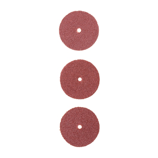 BLACKDECKER abrasive cutting discs BCRT8K35, brown, set of three, front angle, photography.