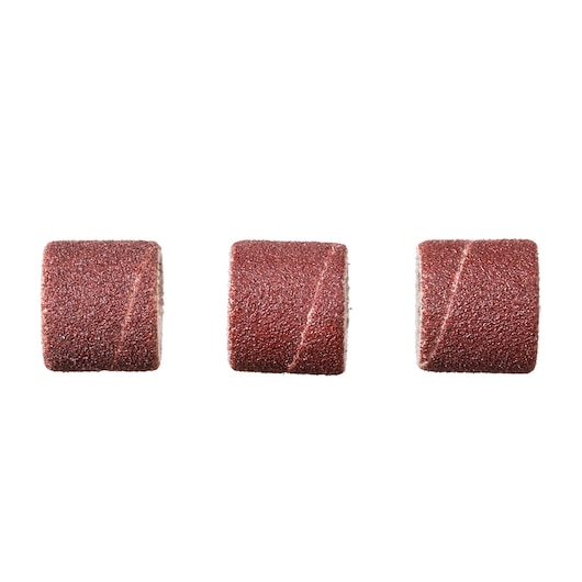 BLACKDECKER BCRT8K35 brown sanding drum sleeves set, front angle, abrasive surface.