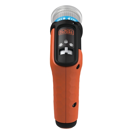BLACKDECKER BCRTA601I orange and black ratchet tool, front view, on white background.
