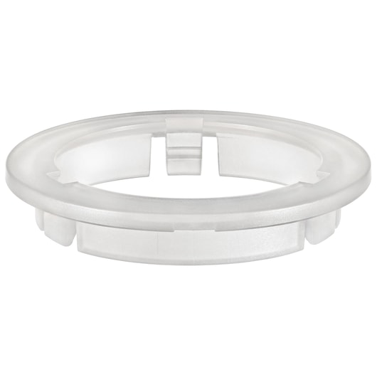 BLACKDECKER BCRTA601WAPB transparent plastic ring adapter, product photography, front angle.