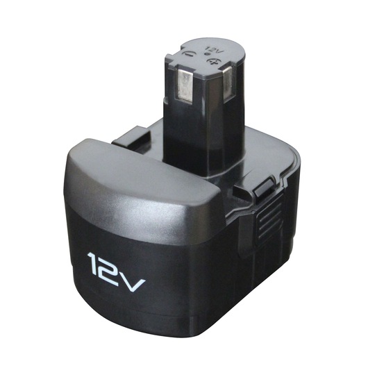 Photo of BLACKDECKER 12V battery pack for cordless tools, SKU CD121KA, angled on white background.