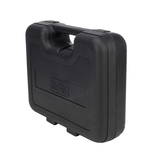 BLACKDECKER HD455KA hard plastic tool case, black color, angled view on white background