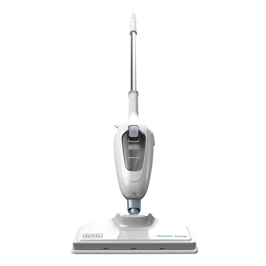 BLACKDECKER VL1300 white steam mop front view on white background.