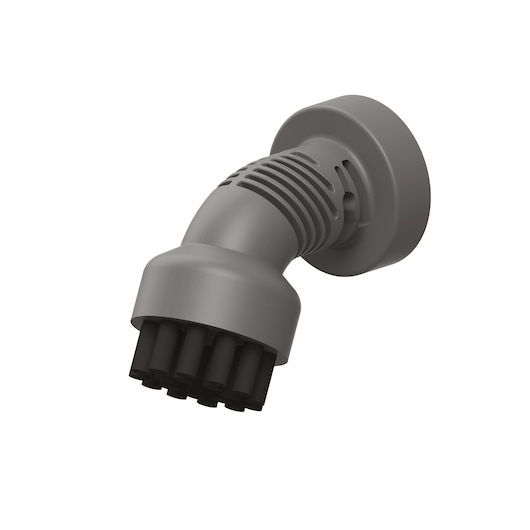 A product image of a BLACKDECKER VL1300 accessory. It is a curved, gray plastic attachment with multiple black bristle-like extensions at the end, used for cleaning or brushing purposes. The background is white.